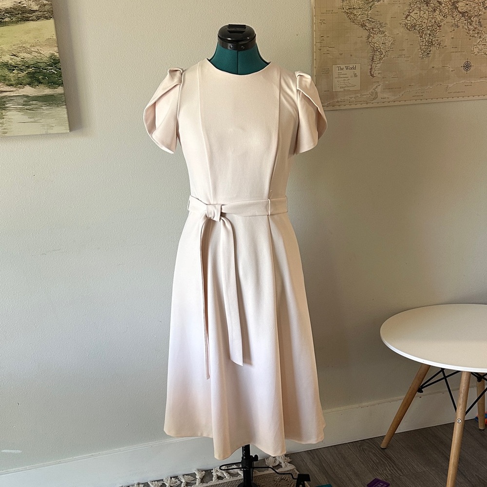 Calvin Klein Cream/Peach Midi Dress with Belt